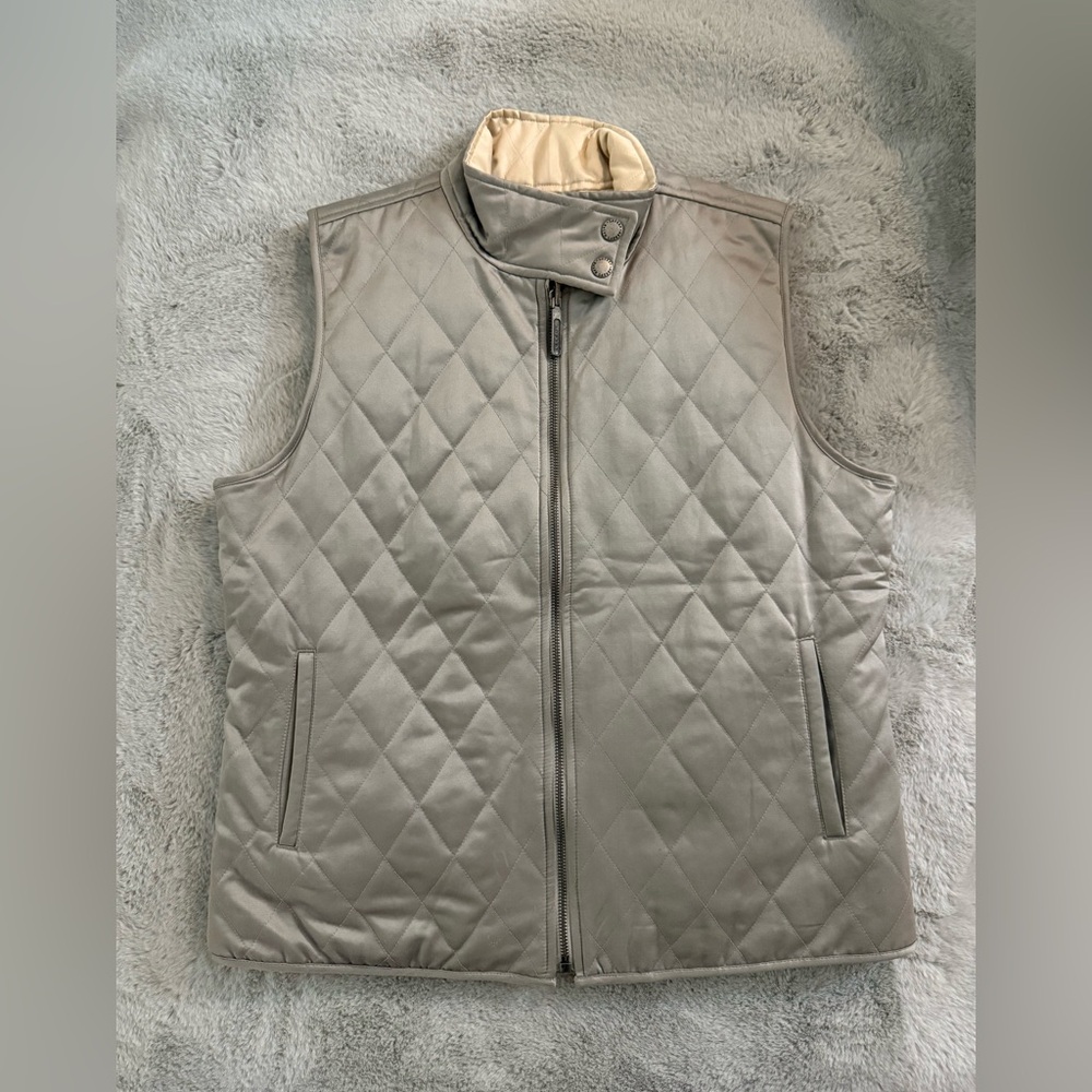 LAUREN Ralph Lauren Gray Metallic and Cream Reversible Vest
